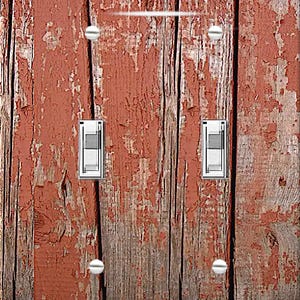Rustic Farmhouse Switch Plate: Red Weathered Barn Wood Print