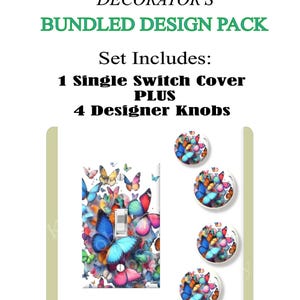 KNOBS & SWITCH PLATE Bundle | Colorful Butterflies in Flight | Nature Inspired Cottagecore Decor