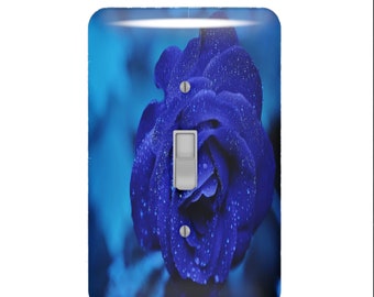 Light Switch Plates Cobalt Blue Roses, Outlet Covers, Decora Covers, Decoupaged Wall Plates, Blue Wall Decor, Roses Floral Decor