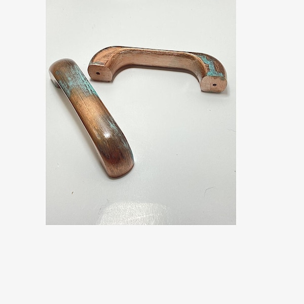 Faux Copper Patina Wood Cabinet Pulls: Kitchen & Bath Hardware