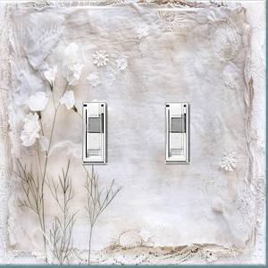 White Grunge Light Switch Plate, Decorative Outlet Cover, Watercolor Print, Light Switches & Covers, Home Accents Decor, Wall Plates Covers