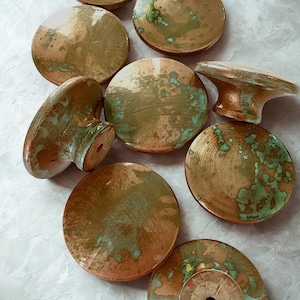 Faux Copper Patina Knobs-Handcrafted Turquoise Hardware for Cabinets & Dressers