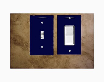 Navy Blue Light Switch Covers, Nautical Decor, Beach Decor Switchplates, Outlet Covers-Switch Plates Hand Decorated-Available Numerous Sizes