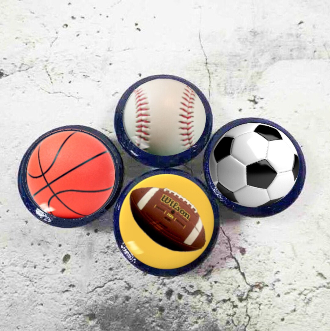 Decorative Knobs Sports Decor Dresser Knobs Football Etsy