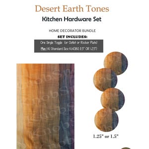 Juego de perillas y placas de interruptor en tonos tierra, herrajes rústicos estilo boho para gabinetes, decoración del desierto.