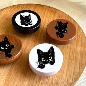 Kitty Cats Hand-Crafted Knobs | Trending, Playful Wooden Drawer Pulls, Kids Furniture Knobs