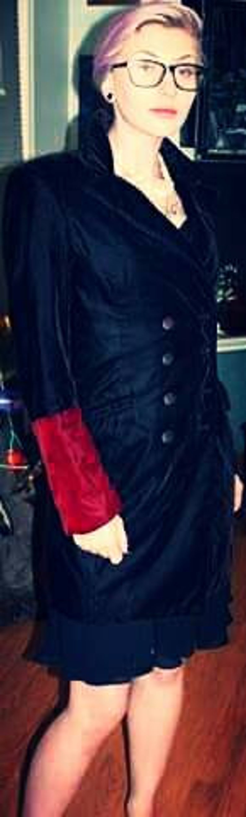 Black and red velvet double breasted blazer Bisou Bisou