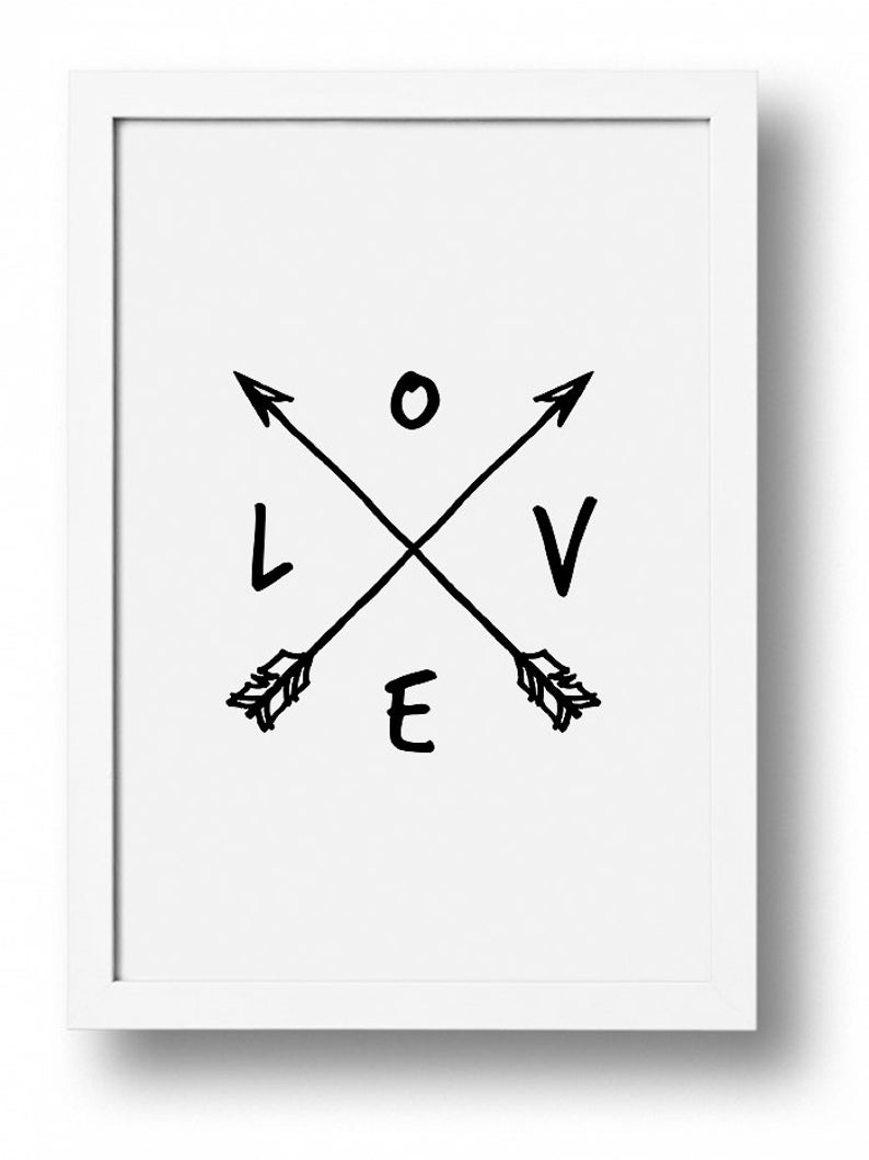 Love Arrow, Arrow Art Print, Nursery Print, Tribal Arrow Print, Arrow Wall Art, Black And White Arrow Love Print, Printable Arrow Poster image 1