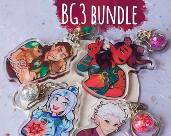 Bundle of 2-3-4 acrylic keychains | Baldurs Gate 3 | two different sides | little potion on the side