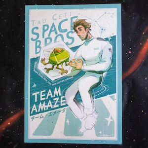 Rocky & Grace Team Amaze print | luxury canvas paper | A4 poster | Project Hail Mary | cool enough, question?