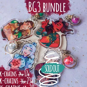 Bundle of 2-3-4 acrylic keychains | Baldurs Gate 3 | two different sides | little potion on the side