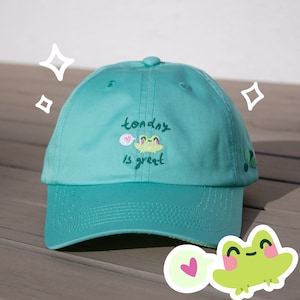 Cute cap with happy frog embroidery design | NEW baseball caps collection | 100% cotton | summer kawaii designer hats