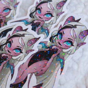 Hot Dark Demon Sukkubus holografischer Vinyl Aufkleber
