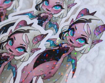 Hot dark demon succubus holographic vinyl sticker