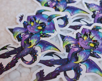 Purple demon succubus holographic vinyl sticker