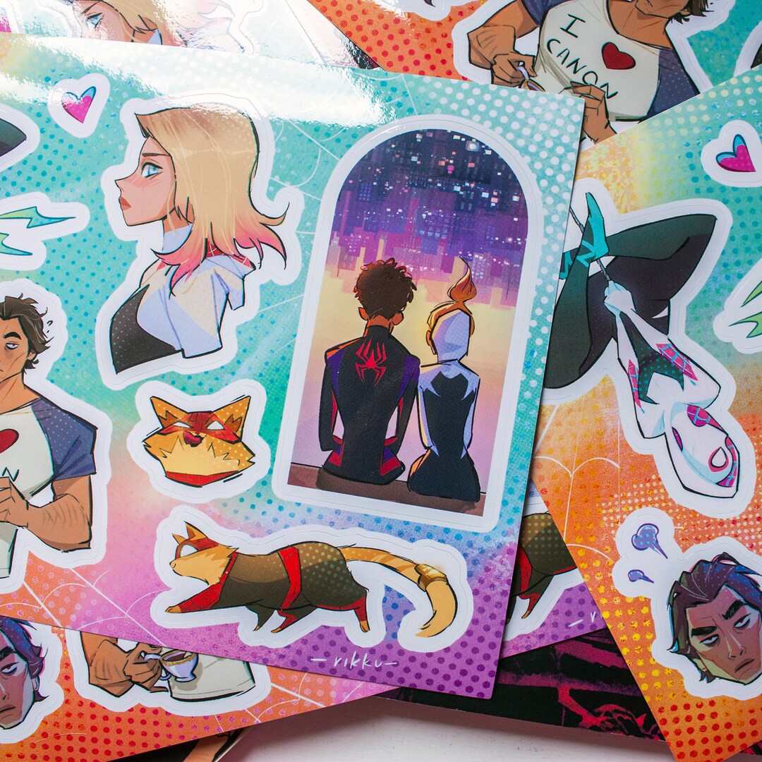 Spiderverse Stickers Spider Characters Miles, Gwen, Spider Cat