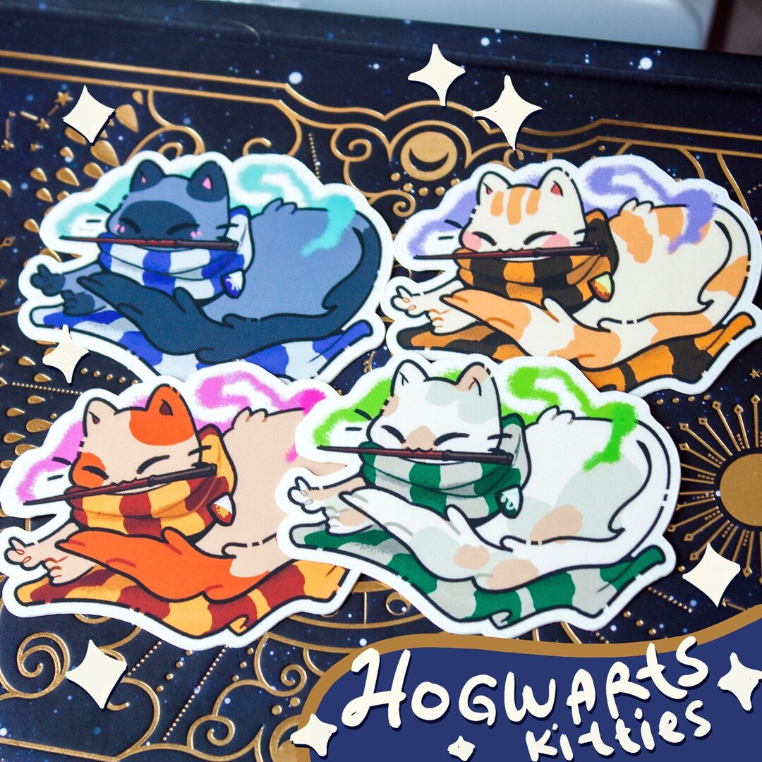 Hogwarts Cats Stickers Matte Vinyl Gryffindor Slytherin Hufflepuff