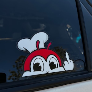 Rude Red Jollibee Sticker // Filipino Sticker // Jollibee Peeker // Filipino Art // Car Stickers // Anime Car Decal // Anime Car Accessories