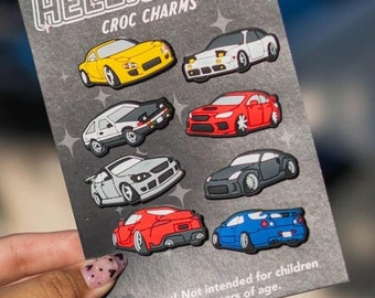 Car Shoe Charms Set: RX7, R34, AE86 - Car Guy Gift