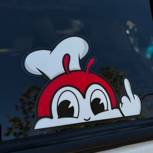 Rude Red Jollibee Sticker // Filipino Sticker // Jollibee Peeker // Filipino Art // Car Stickers // Anime Car Decal // Anime Car Accessories