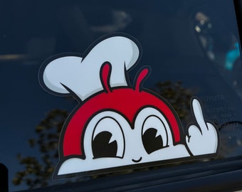 Rude Red Jollibee Sticker // Filipino Sticker // Jollibee Peeker // Filipino Art // Car Stickers // Anime Car Decal // Anime Car Accessories