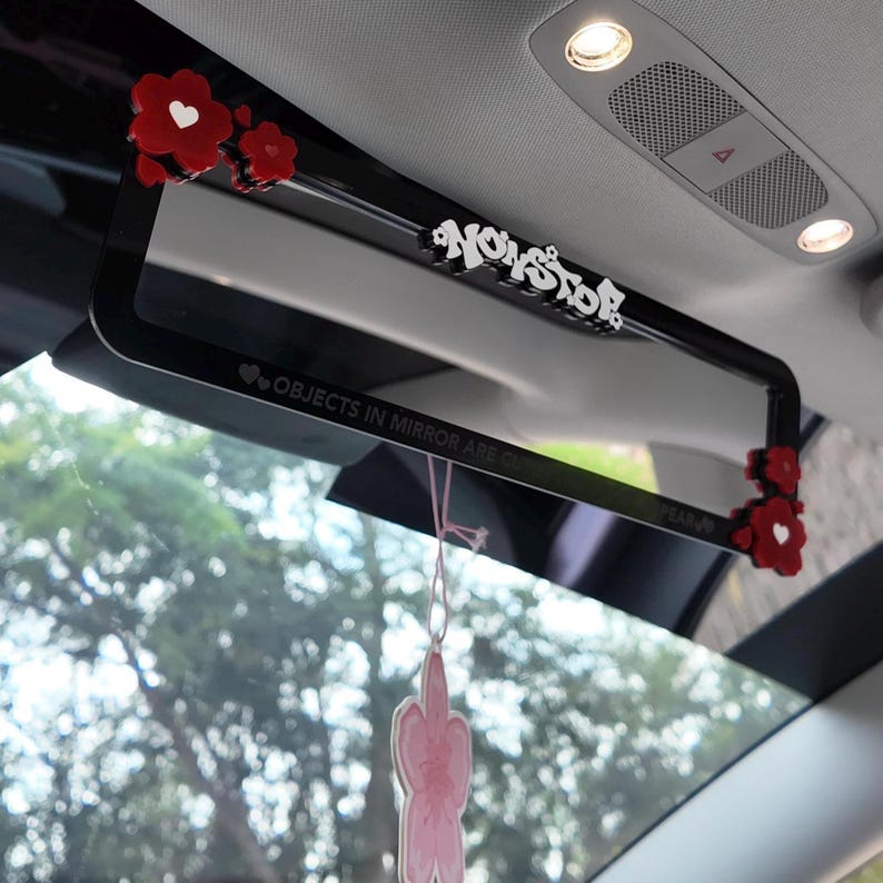 Lusterko wsteczne Sakura Clip-on / Kawaii akcesoria samochodowe / Różowe akcesoria samochodowe / Uroczy samochód / Estetyka samochodu / Akcesoria samochodowe Sakura RED