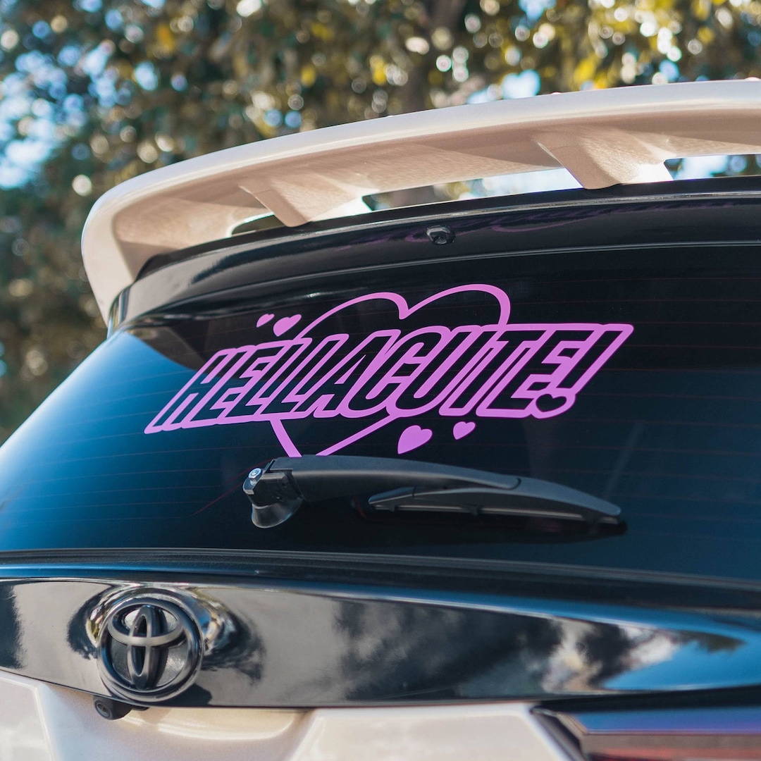 Hellacute Rear Windshield Banner // Windshield Banner // Car Banner