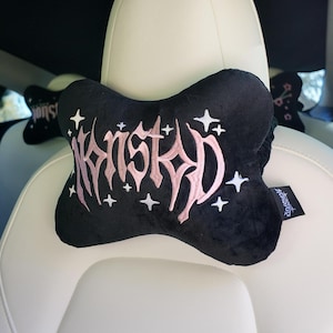 Kawaii Car Headrest Pillow: Pink Car Accessories for Women (Set of 2)