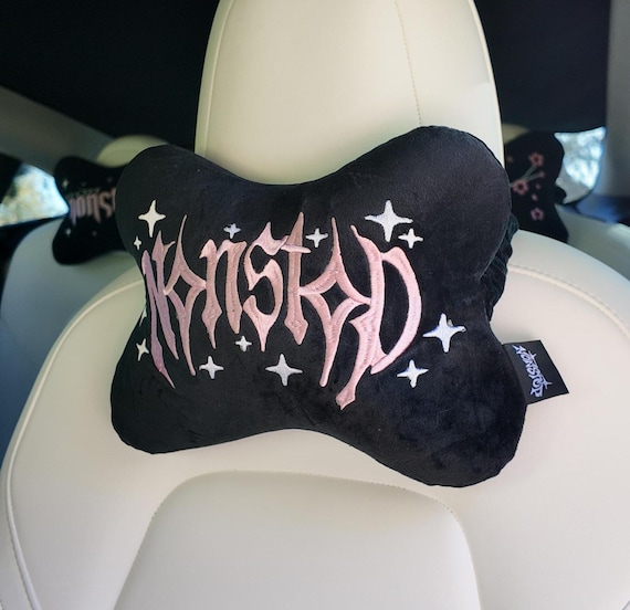 Kawaii Pink Nonstop Car Headrest Pillow: Set of 2 / Kawaii Car Accessories / Cute Car Accessories / JDM Car Accessories / Pink Car