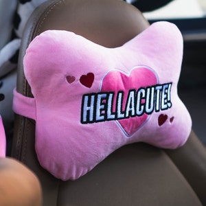 seemehappy Girly Car Neck Pillow Headrest Pillow for Car Seat Pillow Head  Cushion Car Pillow for Driving Seat Big Bow Pillows 2 Pack-Pink
