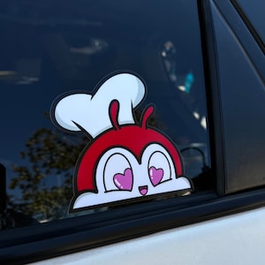 Heart Eyes Jollibee Peeker Sticker - Filipino Car Accessories