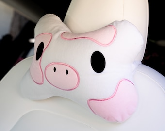 Poduszki samochodowe z krową na zagłówek: Kawaii akcesoria samochodowe - zestaw 2 szt. / Urocze akcesoria samochodowe / Różowe akcesoria samochodowe / Dekoracja samochodu