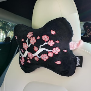 Cherry Blossom Car Seat Headrest // Car Pillow // Cute Car Pillow // Travel Pillow // Cherry Blossom Car Accessories