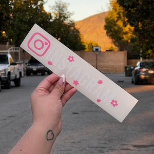 Custom Cherry Blossom Instagram Handle / Custom Instagram Name Vinyl Decal/ Custom Username / Vinyl Car Decal / Car Accessories for Women