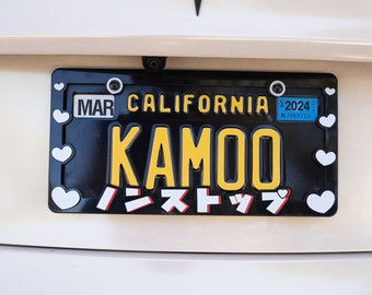 Rosa Herz-Nummernschild-Rahmen / Kawaii Autozubehör / Süßes Autozubehör / JDM Autozubehör / Rosa Autozubehör / Autodekoration