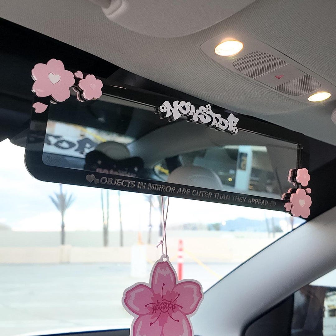 Sakura Rear View Mirror / Kawaii Car Accessories / Pink Car Accessories / Cute Car / Car Aesthetic / Sakura Car Accessories