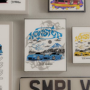 Impresión artística de Miata / Miata NA / Miata NB / Arte mural de Miata MX5 / Impresión JDM / Póster de automóvil / Póster de Miata / Póster MX5 / Arte de automóvil rosa / Póster rosa