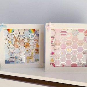 MINI unieke bruiloft/verjaardag/pasgeboren kaart zeshoek collage frame en plakboek