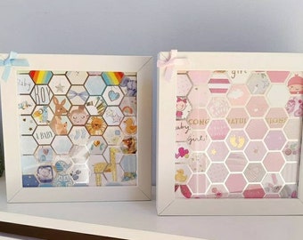 MINI Unique Wedding / Birthday / Newborn Card Hexagon Collage Frame and Scrap Book
