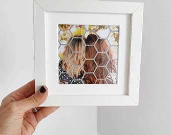 Unique miniature photo Hexagon Collage Frame