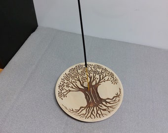 Celtic Tree of Life Symbol (Crann Bethadh) - Incense Burner Decoration Dish - 13cm Spiritual Roots and Branches Incense Stick or cone holder