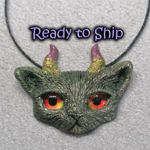 REAL EYES DIFFERENTSTYLES Ready 2 Ship - Feline Kitty Kitten Kathy Cats Necklaces - Meows n Hallows Everyday Purrs Jewelry Hand Made w resin