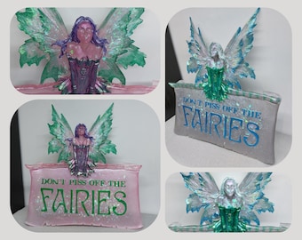 Fairy wall plaque "Don't piss off the Fairies" - Ready to go & Custom Made - Whimsical Sign, Magical Garden Decor, Fantasy Wall Hanging Gift