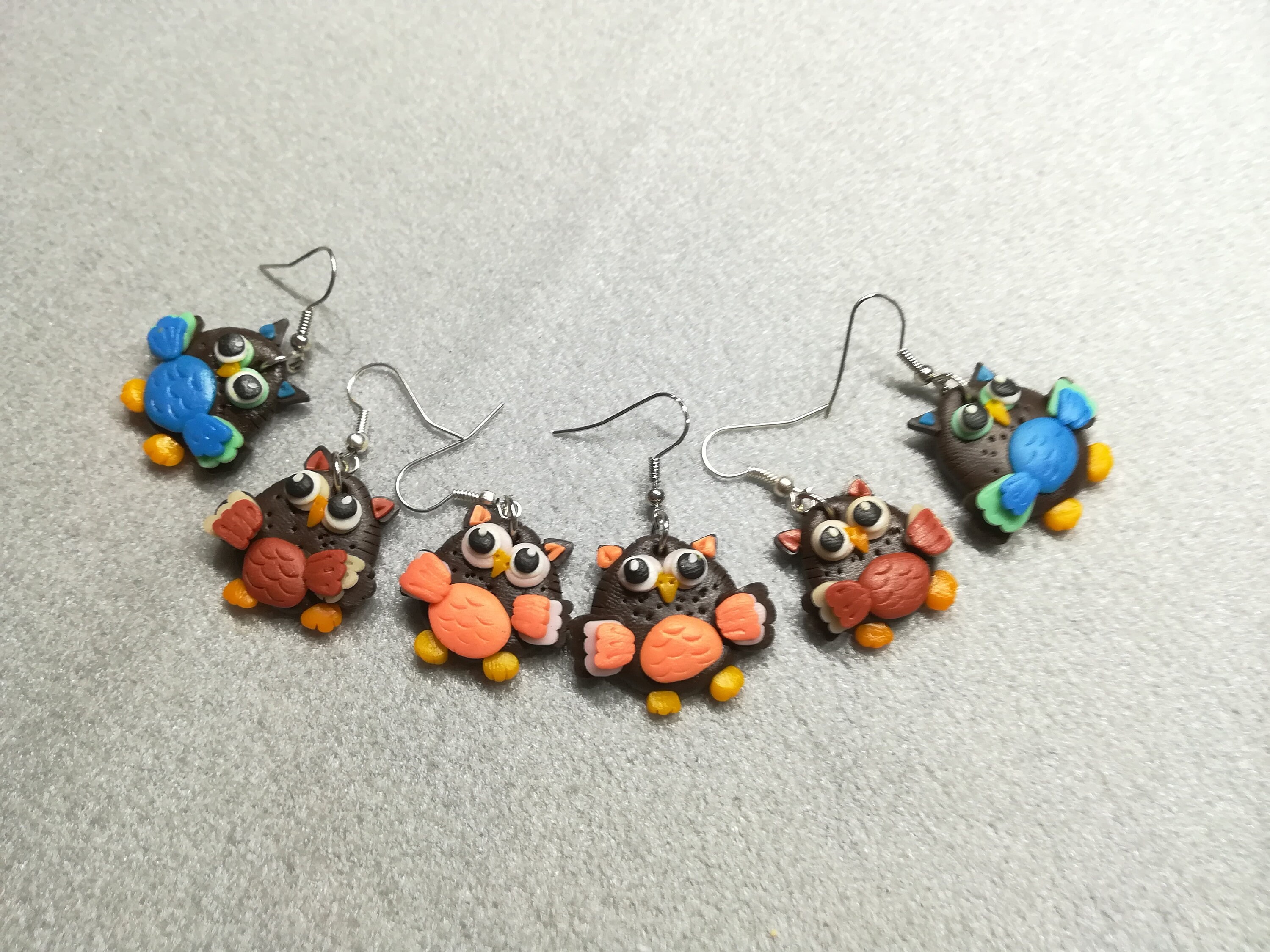 Owl Dangle Earrings - 3 different stiles - White and Black Owl / My neighbours Umbrellas Owls / Wing