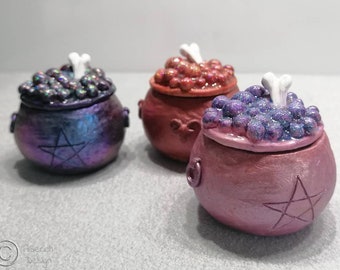 Caja de baratijas con forma de caldero - LISTO PARA USAR o PERSONALIZADO - Regalo encantado - Joyería de hechizos mágicos, vasija celestial, brujería, mitología celta