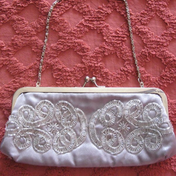Bijoux Terner Beaded Evening Clutch/Handbag Silver/Gray