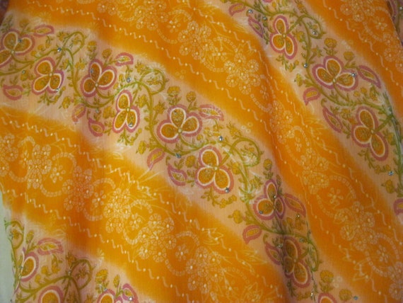 Indian KURTA - Summer Dress - Chiffon - Orange / … - image 6