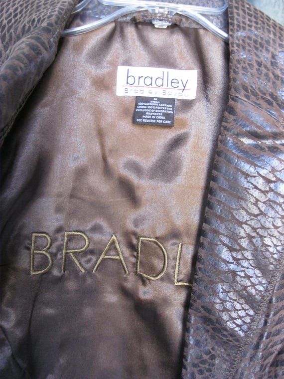 Vintage 90 s Brown Snakeskin Print LEATHER Jacket Blazer Bradley