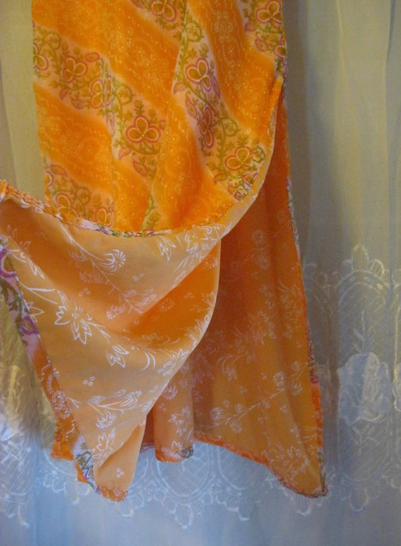 Indian KURTA - Summer Dress - Chiffon - Orange / … - image 4
