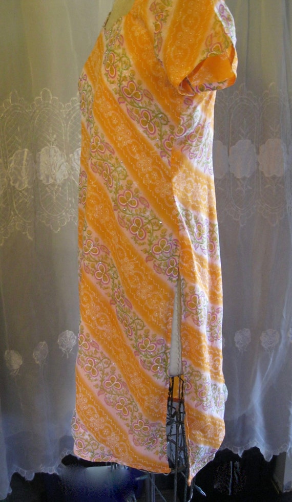 Indian KURTA - Summer Dress - Chiffon - Orange / … - image 2